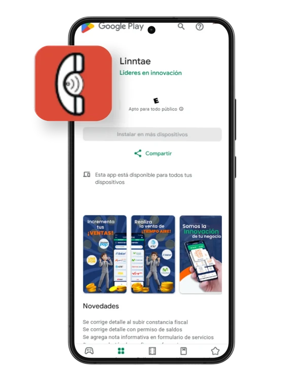 Mockup de la plataforma Linntae para vender recargas TAG